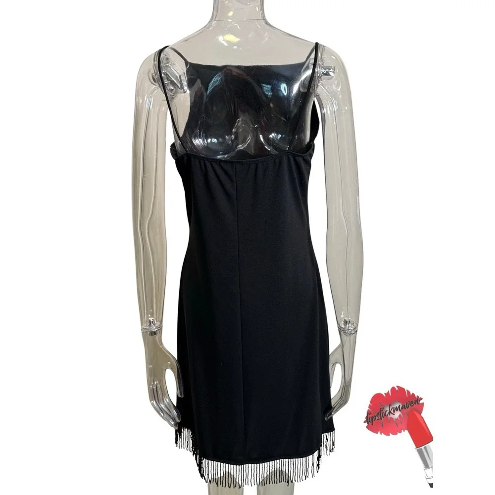 Vintage‎ Pulse Mini Dress Large Black Whimsigoth Party Beaded Cocktail - Picture 2 of 12